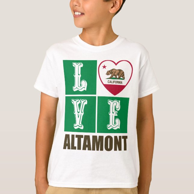 California Republic State Flag Heart Altamont T-Shirt (Front)