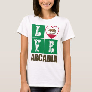 California Republic State Flag Heart Arcadia T-Shirt