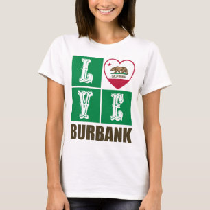 California Republic State Flag Heart Burbank T-Shirt