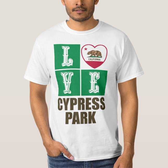 California Republic State Flag Heart Cypress Park T-Shirt (Front)
