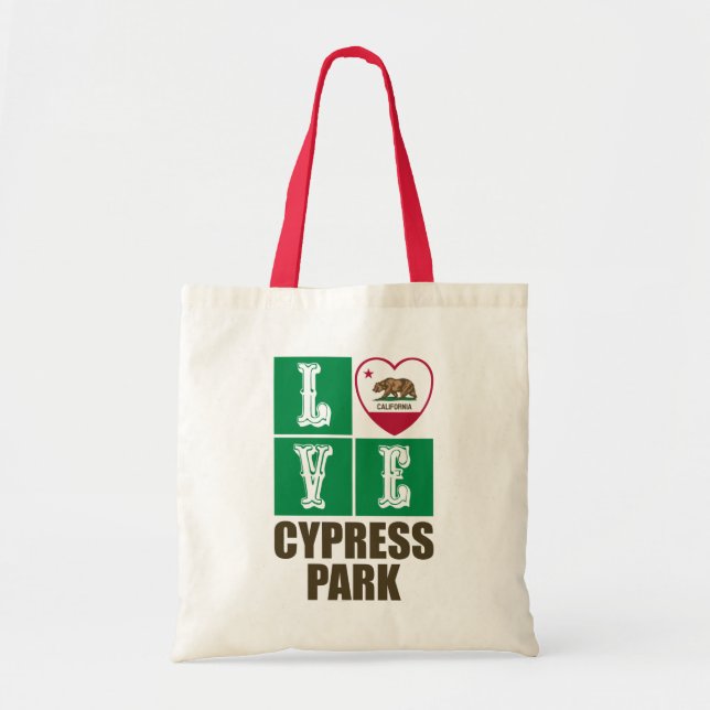 California Republic State Flag Heart Cypress Park Tote Bag (Front)