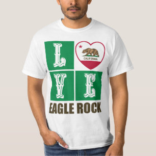 California Republic State Flag Heart Eagle Rock T-Shirt