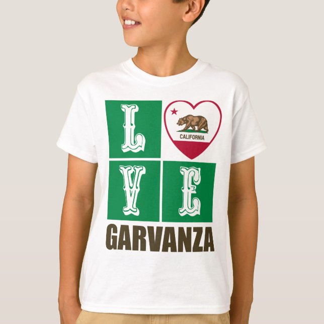 California Republic State Flag Heart Garvanza T-Shirt (Front)