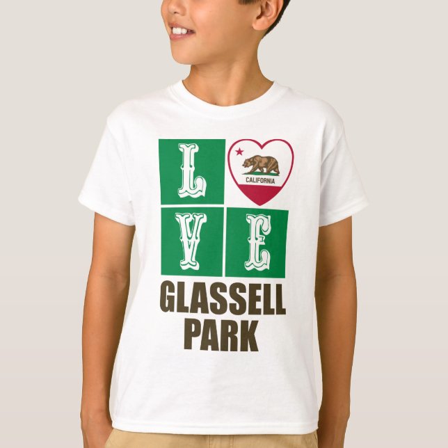 California Republic State Flag Heart Glassell Park T-Shirt (Front)