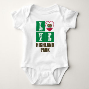 California Republic State Flag Heart Highland Park Baby Bodysuit