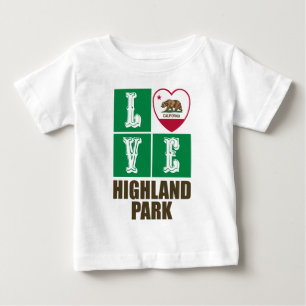California Republic State Flag Heart Highland Park Baby T-Shirt