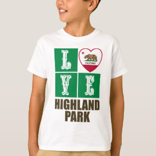 California Republic State Flag Heart Highland Park T-Shirt