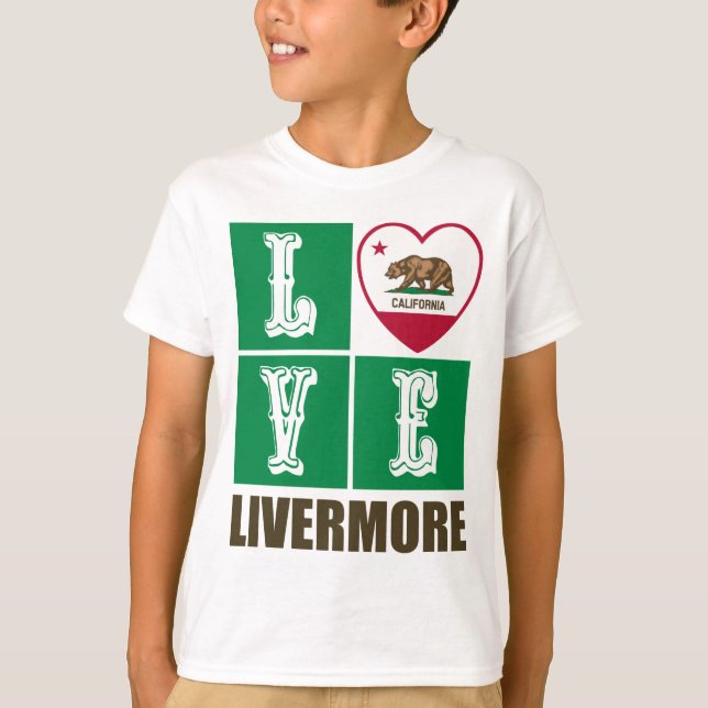 California Republic State Flag Heart Livermore T-Shirt (Front)