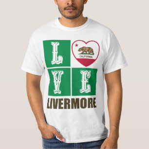 California Republic State Flag Heart Livermore T-Shirt
