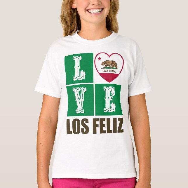 California Republic State Flag Heart Los Feliz T-Shirt (Front)