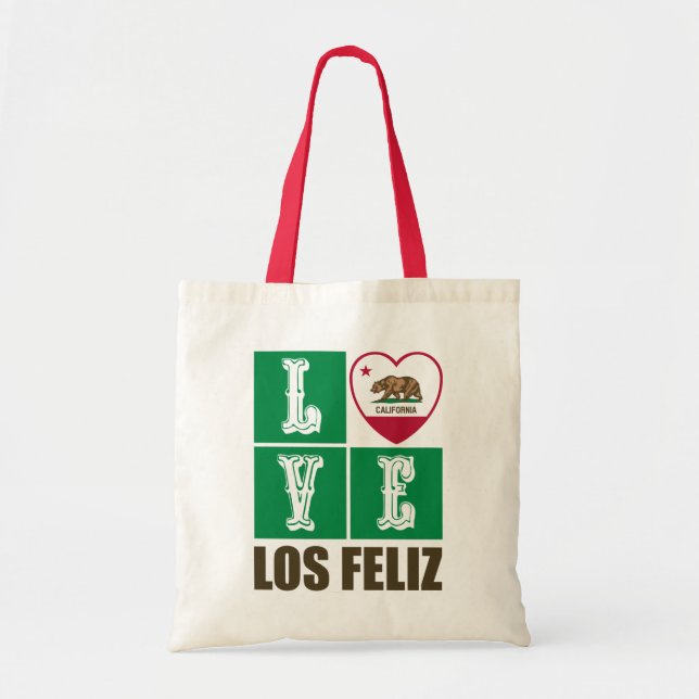 California Republic State Flag Heart Los Feliz Tote Bag (Front)