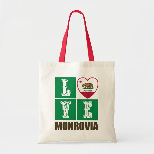 California Republic State Flag Heart Monrovia Tote Bag (Front)