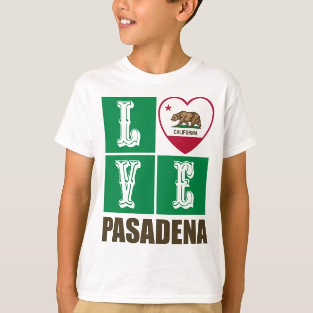 California Republic State Flag Heart Pasadena T-Shirt (Front)