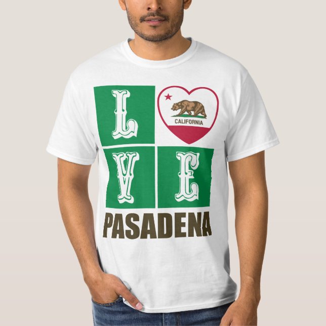 California Republic State Flag Heart Pasadena T-Shirt (Front)