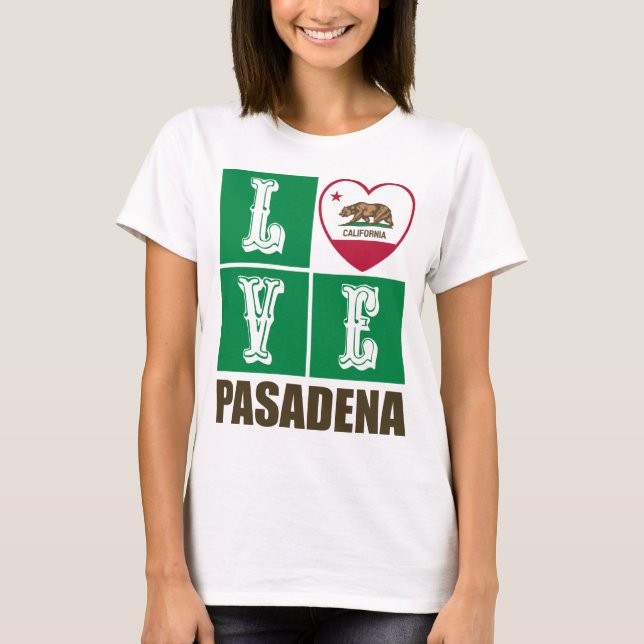 California Republic State Flag Heart Pasadena T-Shirt (Front)