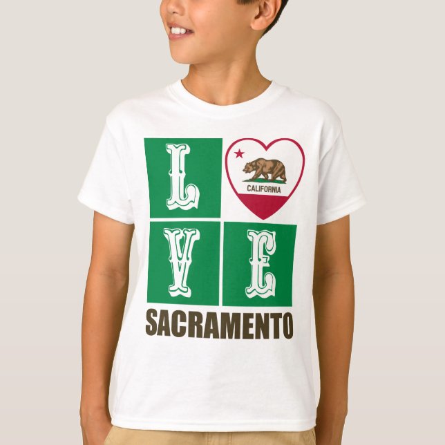 California Republic State Flag Heart Sacramento T-Shirt (Front)