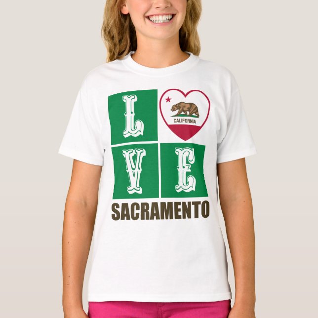California Republic State Flag Heart Sacramento T-Shirt (Front)