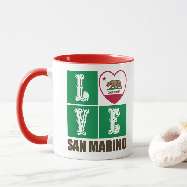 California Republic State Flag Heart San Marino Mug (With Donut)