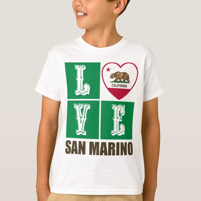California Republic State Flag Heart San Marino T-Shirt (Front)