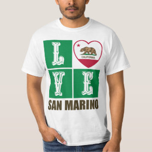 California Republic State Flag Heart San Marino T-Shirt