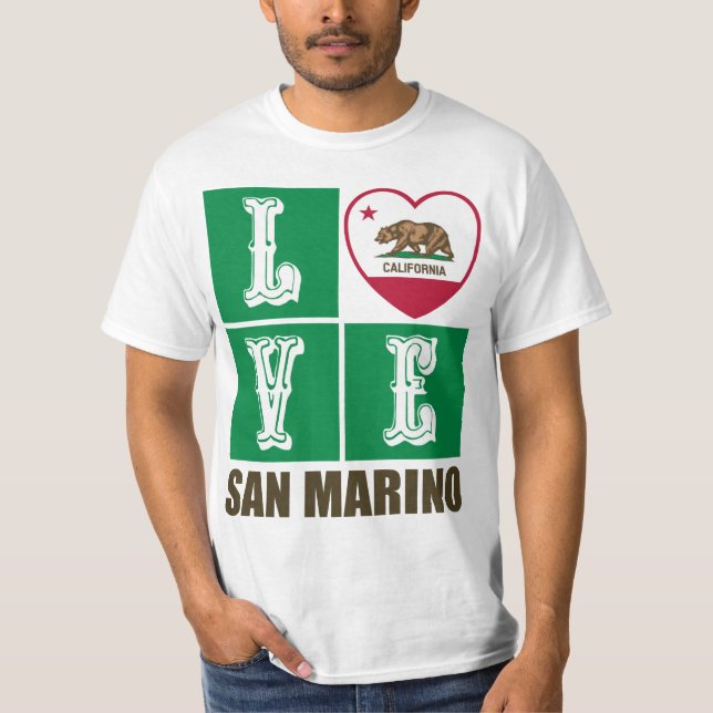 California Republic State Flag Heart San Marino T-Shirt (Front)