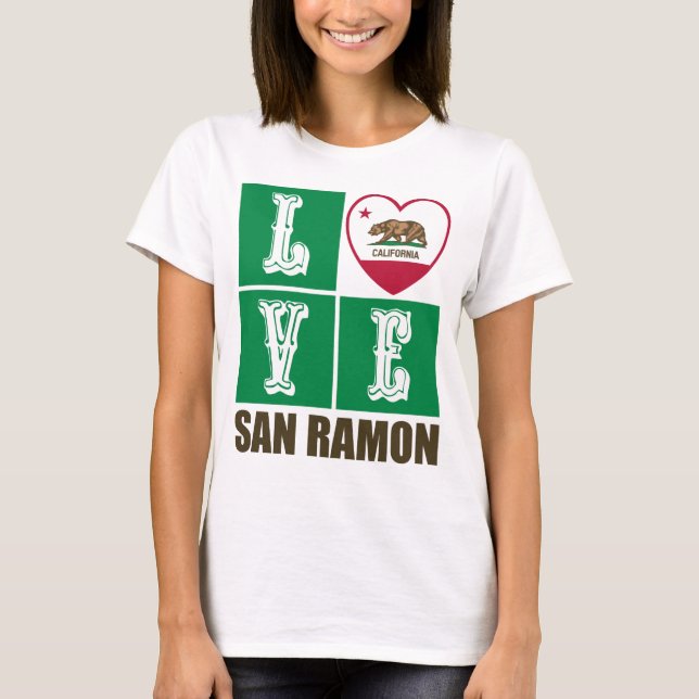 California Republic State Flag Heart San Ramon T-Shirt (Front)