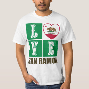 California Republic State Flag Heart San Ramon T-Shirt