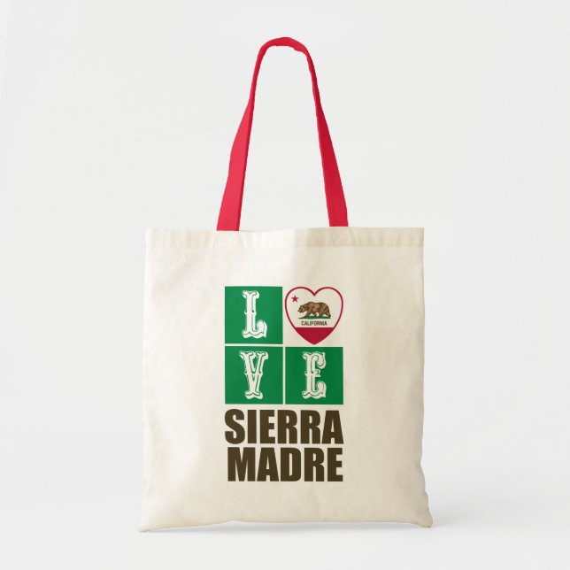 California Republic State Flag Heart Sierra Madre Tote Bag (Front)