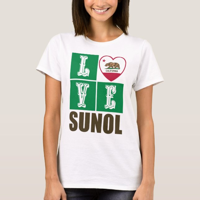 California Republic State Flag Heart Sunol T-Shirt (Front)