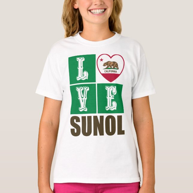 California Republic State Flag Heart Sunol T-Shirt (Front)