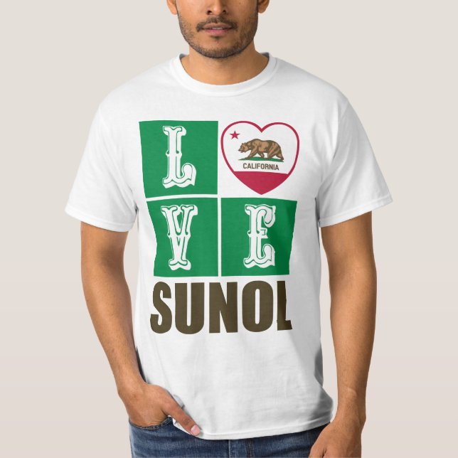 California Republic State Flag Heart Sunol T-Shirt (Front)