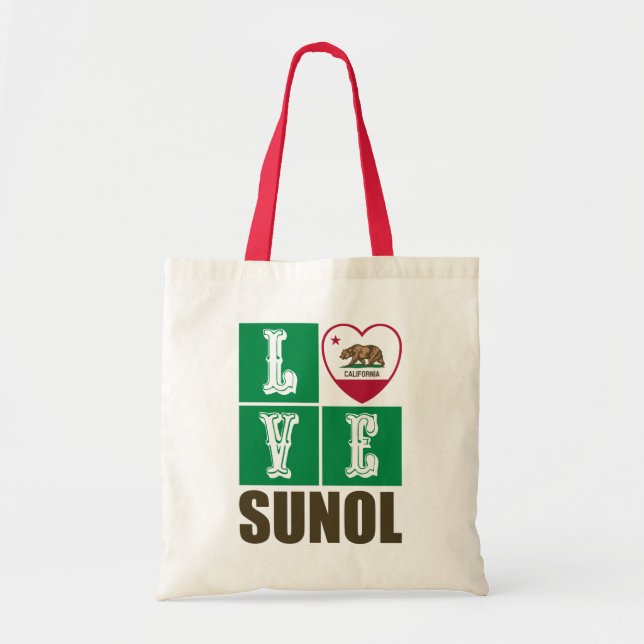 California Republic State Flag Heart Sunol Tote Bag (Front)