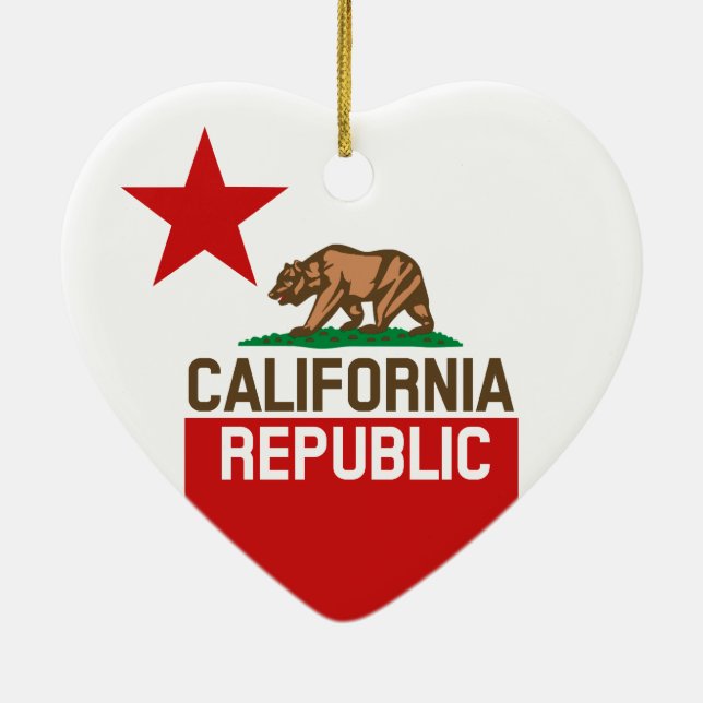 CALIFORNIA REPUBLIC State Flag Large Star Design Ceramic Tree Decoration (Back)