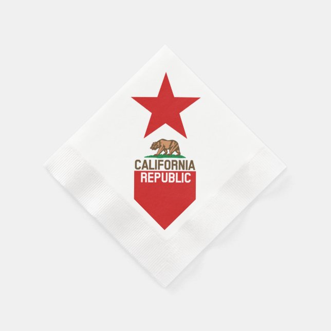 CALIFORNIA REPUBLIC State Flag Large Star Design Napkin (Corner)