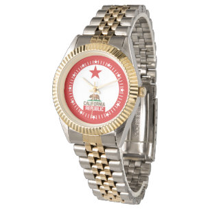 CALIFORNIA REPUBLIC State Flag Large Star Dial Watch