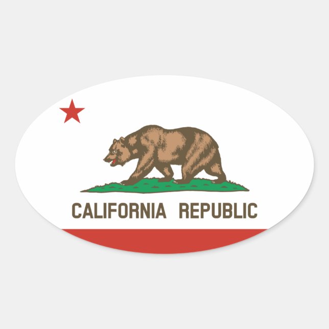California Republic State Flag Oval Sticker (Front)