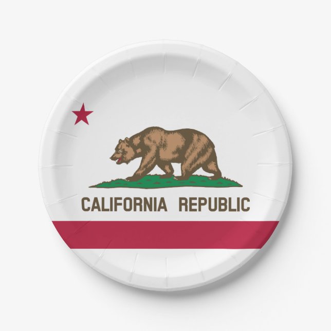 California Republic State Flag Paper Plate (Front)