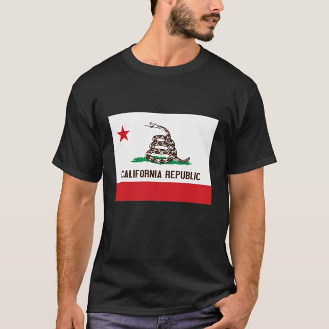 CALIFORNIA REPUBLIC STATE FLAG RATTLESNAKE T-Shirt (Front)