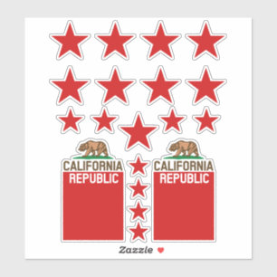 CALIFORNIA REPUBLIC State Flag Red Star Design