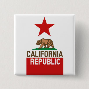 CALIFORNIA REPUBLIC State Flag Red Star Design 15 Cm Square Badge
