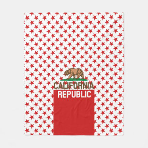 CALIFORNIA REPUBLIC State Flag Red Star Design Fleece Blanket