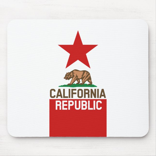 CALIFORNIA REPUBLIC State Flag Red Star Design Mouse Mat (Front)
