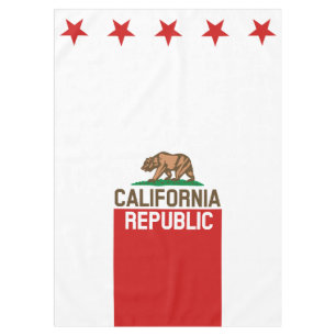 CALIFORNIA REPUBLIC State Flag Red Star Design Tablecloth