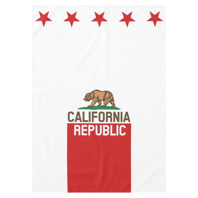 CALIFORNIA REPUBLIC State Flag Red Star Design Tablecloth (Front)