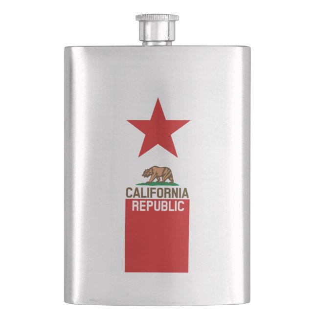 CALIFORNIA REPUBLIC State Flag Red Star Hip Flask (Front)