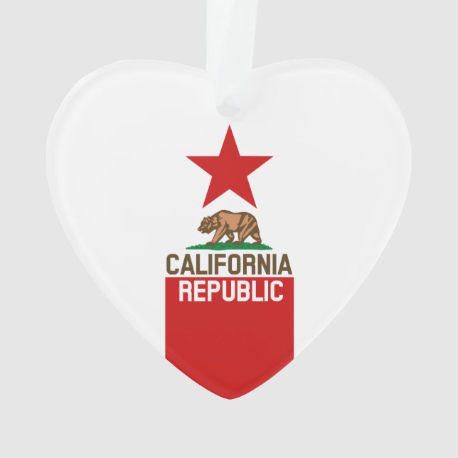 CALIFORNIA REPUBLIC State Flag Red Star Ornament (Back)