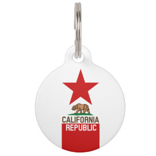 CALIFORNIA REPUBLIC State Flag Red Star Pet Tag
