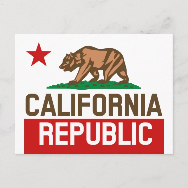 CALIFORNIA REPUBLIC State Flag Red Star Postcard (Front)