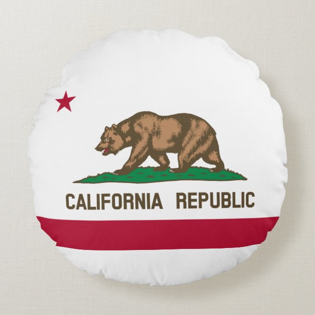 California Republic State Flag Round Cushion (Front)