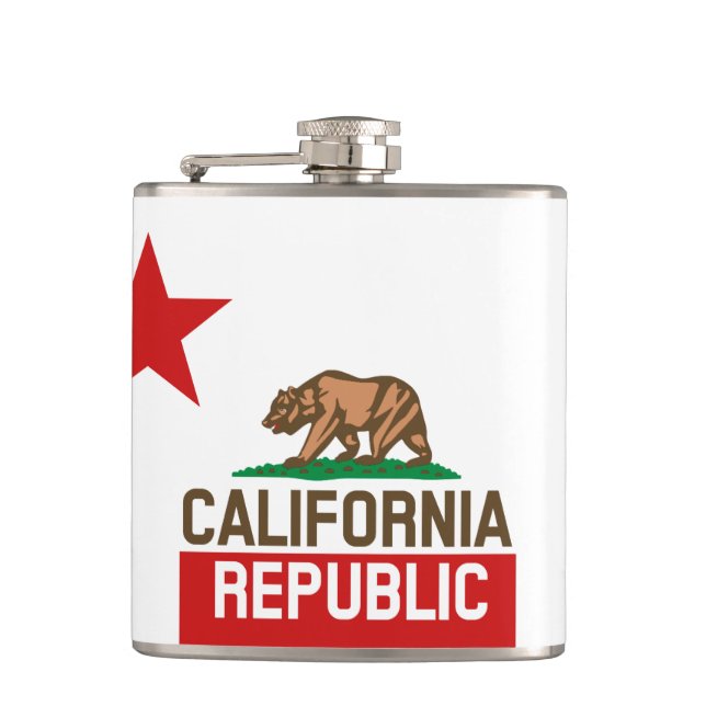 CALIFORNIA REPUBLIC State Flag Star Hip Flask (Front)
